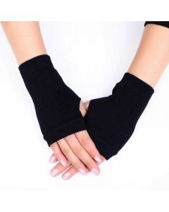 Fingerless Arm Warm Winter Gloves Hand Long Warmer Mittens for Women Men - Black