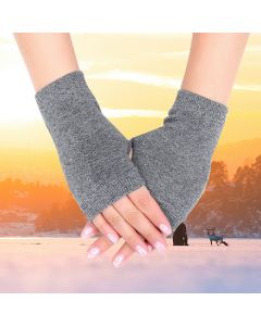 Fingerless Arm Warm Winter Gloves Hand Long Warmer Mittens for Women Men - Grey