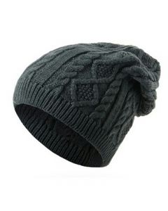 Mens Ladies Knitted Woolly Winter Oversized Slouch Beanie Hat Cap Skateboard - Grey