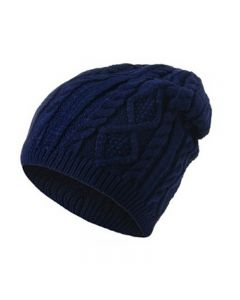 Mens Ladies Knitted Woolly Winter Oversized Slouch Beanie Hat Cap Skateboard - Navy