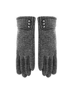 Finger Touch Screen Winter Gloves Women Warm Thick Fleece Lined Thermal for Ladies - Grey