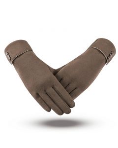 Finger Touch Screen Winter Gloves Women Warm Thick Fleece Lined Thermal for Ladies - Khaki
