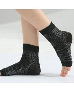 2x Compression Sleeves Socks Plantar Fasciitis Foot Heel Ankle Arch Support - Black S/M