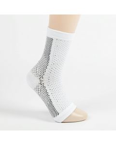 2x Compression Sleeves Socks Plantar Fasciitis Foot Heel Ankle Arch Support - White L/XL