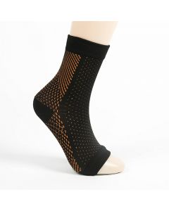 2x Compression Sleeves Socks Plantar Fasciitis Foot Heel Ankle Arch Support - Black+Yellow S/M