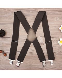 50MM Width Adjustable Elastic Men Suspenders - Coffee
