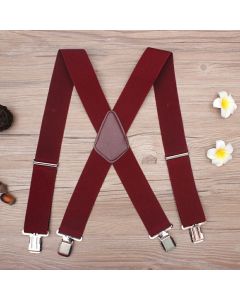 50MM Width Adjustable Elastic Men Suspenders - Wine Red