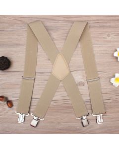 50MM Width Adjustable Elastic Men Suspenders - Khaki