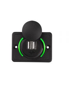 12V 3.1A Dual USB Car Charger 2 Port Adapter Power Socket Charging Panel Mount - Green