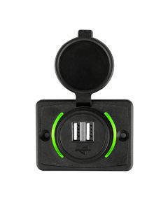 3.1A Dual USB Car Charger Adapter Power Socket Charging Panel Mount - Green