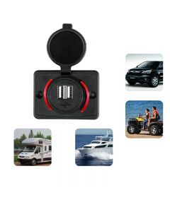 3.1A Dual USB Car Charger Adapter Power Socket Charging Panel Mount - Red
