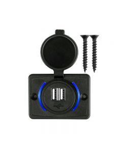 3.1A Dual USB Car Charger Adapter Power Socket Charging Panel Mount - Blue