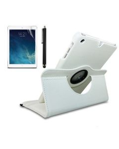 360 Degree Rotating Flip Case with Stylus Pen and Screen Film for iPad mini 2/3 - White