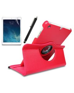 360 Degree Rotating Flip Case with Stylus Pen and Screen Film for iPad mini 2/3 - Red