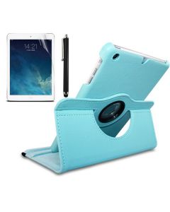 360 Degree Rotating Flip Case with Stylus Pen and Screen Film for iPad mini 2/3 - Light Blue