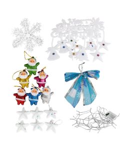 1 Set Christmas Xmas Word Plate Bowknot LED Light Snowflake Star Santa Decor Kit - Combination 2