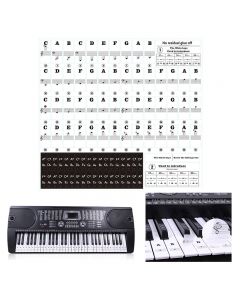 54/61/88 Transparent Piano Keyboard PVC Sticker Stave Electronic Keyboard Sound Name Note Sticker - Black