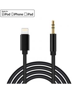 Car Aux 8pin to 3.5mm Audio Connector Cable for iPhone 7/8/11 - Black