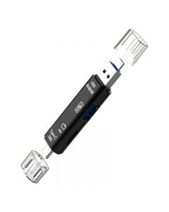 3in1 USB 3.0 Type-C Micro USB Combo SD TF Memory Sync Card Reader OTG Adapter - Black