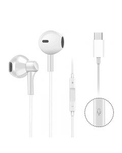 High Quality USB C Digital Earbuds with Microphone Noise Cancelling HiFi Stereo Headphones - White