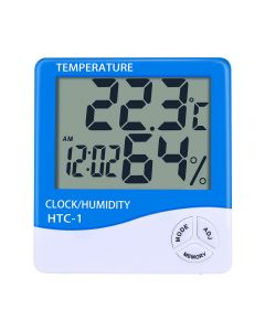 Digital LCD Thermometer Hygrometer Humidity Meter Room Indoor Temperature Clock - Blue