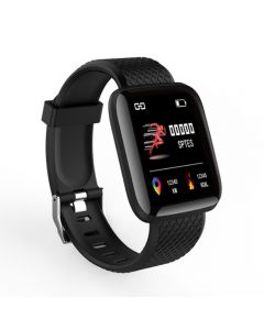116plus Smart Watch Color Screen Sport Monitor Measure Heart Rate Blood Pressure Blood Oxygen Bluetooth Watch - Black