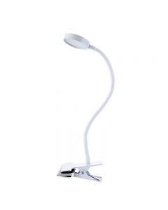 Flexible USB LED Light Flat Metal Clip-on Bed Table Desk Study Night Reading Lamp - White