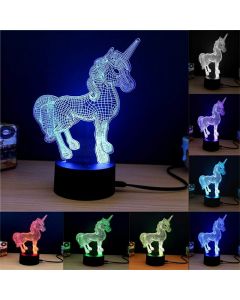 Acrylic 3D Unicorn Night Lamp 7 Colors Changing RGB Gradient Light Table Desk Lamps for Kids Adults Gift