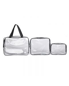 Travel Transparent Cosmetic Bag PVC Zipper Clear Makeup Bags Wash Bag - Black