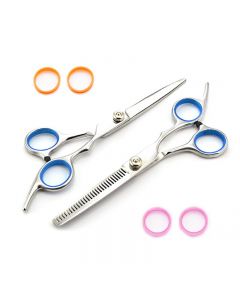 Professional Salon Hairdressing Hair Cutting Thinning Barber Scissors Set with 4 Finger Inserts