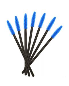 50PCS Disposable Eyelashes Brushes Silicone Wands Lashes Makeup Mascara Brushes - Blue