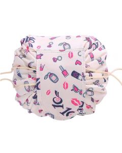 Portable Makeup Drawstring Bags Storage Travel Pouch Cosmetic Bag - Beige