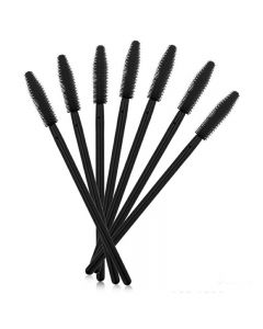 50Pcs Silicone Mascara Brushes Wands Lashes Disposable Eyelashes Extension Synthetic Makeup Brush - Black