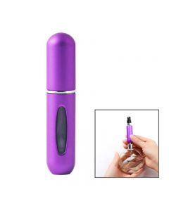 5ml Portable Mini Refillable Perfume Bottle Spray Round Tube Pump Empty Cosmetic Container - Purple