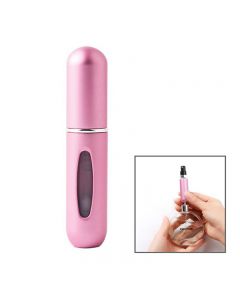 5ml Portable Mini Refillable Perfume Bottle Spray Round Tube Pump Empty Cosmetic Container Atomizer Scent Bottle for Travel - Pink