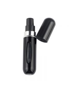 5ml Portable Mini Refillable Perfume Bottle Spray Round Tube Pump Empty Cosmetic Container Atomizer Scent Bottle for Travel - Black