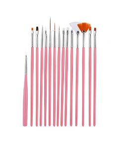 15 pcs Artist Painting Brushes Set Acrylic Oil Watercolour Painting Craft Art - Pink