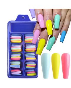 Long Fake Nails Acrylic Artificial False Nail Tips Stick on Full Nail 100 pcs - Combination A