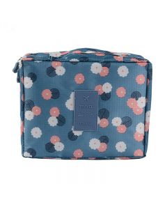 Washable Oxford Cloth Outdoor Multifunctional Cosmetic Bag - Blue Flowers