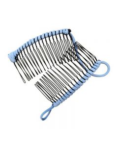 20 Tooth Vintage Banana Hair Clip Stretchable Comb - Blue