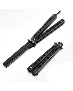 Outdoor Generic Metal Practice Butterfly Comb Knife Trainer Tool - Black