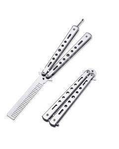 Outdoor Generic Metal Practice Butterfly Comb Knife Trainer Tool - Silver