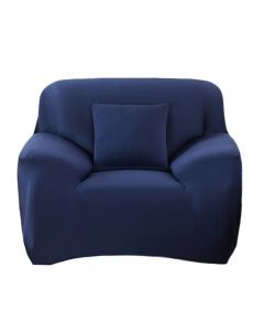 Polyester Spandex Fabric 1-Piece Stretch Slipcover for 1-Seat Sofa - Blue