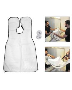 Beard Shave Apron Men Facial Beard Care Catcher Hair Trimmer Bib - White