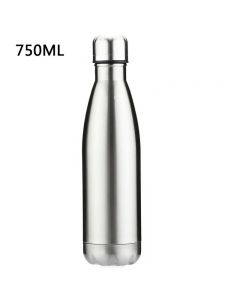 750ML Stainless Steel Vacuum Insulated Water Bottle Leak-proof Double Walled Drinks Bottle Glossy - Silver