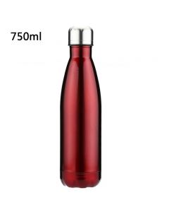 750ML Stainless Steel Vacuum Insulated Water Bottle Leak-proof Double Walled Drinks Bottle Glossy - Red
