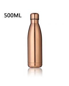 500ML Stainless Thermos Cola Shaped Double Wall Vacuum Water Bottle Flask - Rose Gold Plating