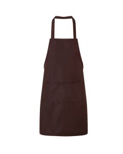 Plain Unisex Cooking Catering Work Apron Tabard with Twin Double Pocket - Brown