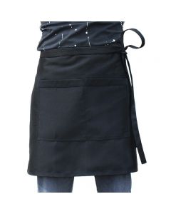 Cooking Short Apron Universal Restaurant Bistro Plain Half Wrist Aprons with Twin Double Pockets - Black
