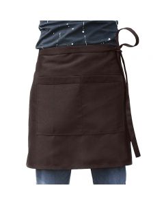 Cooking Short Apron Universal Restaurant Bistro Plain Half Wrist Aprons with Twin Double Pockets - Brown